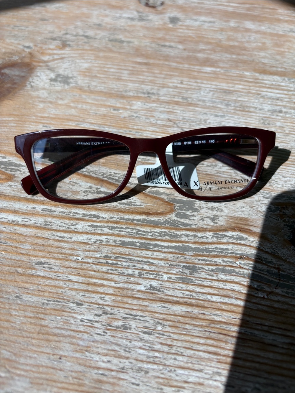 Armani Exchange women’s Deep Wine Rectangular Glasses